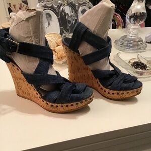 Jimmy Choo denim and cork sandals